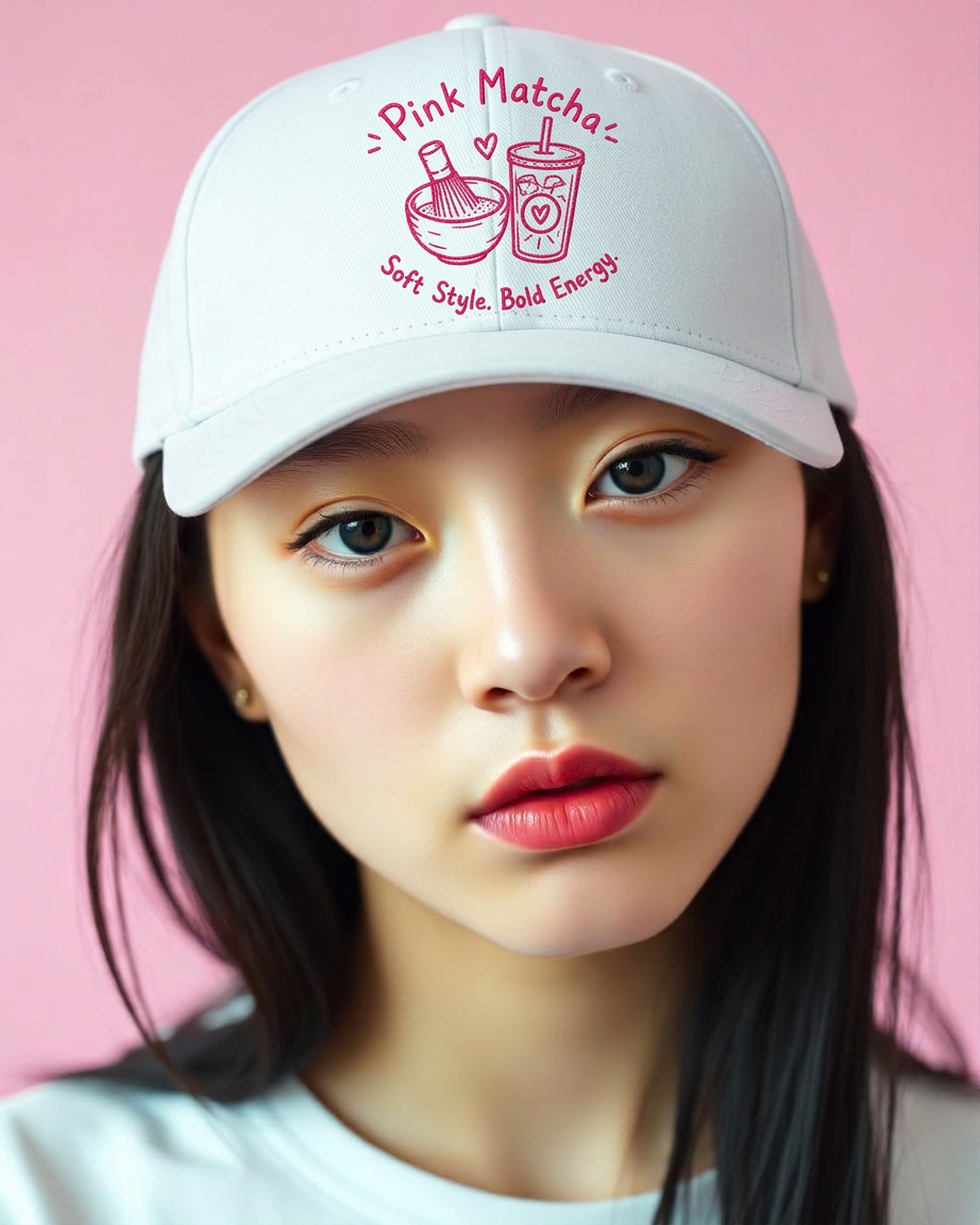 Pink Matcha Hat - White